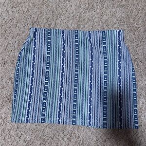 Zara Blue and Green Striped Pencil Skirt